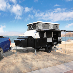 Off road camping and pop top caravan with slide out kitchen